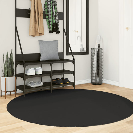 Vloerkleed HUARTE laagpolig zacht wasbaar Ø 160 cm zwart is nu te koop bij PeponiXL, paradijselijk wonen!