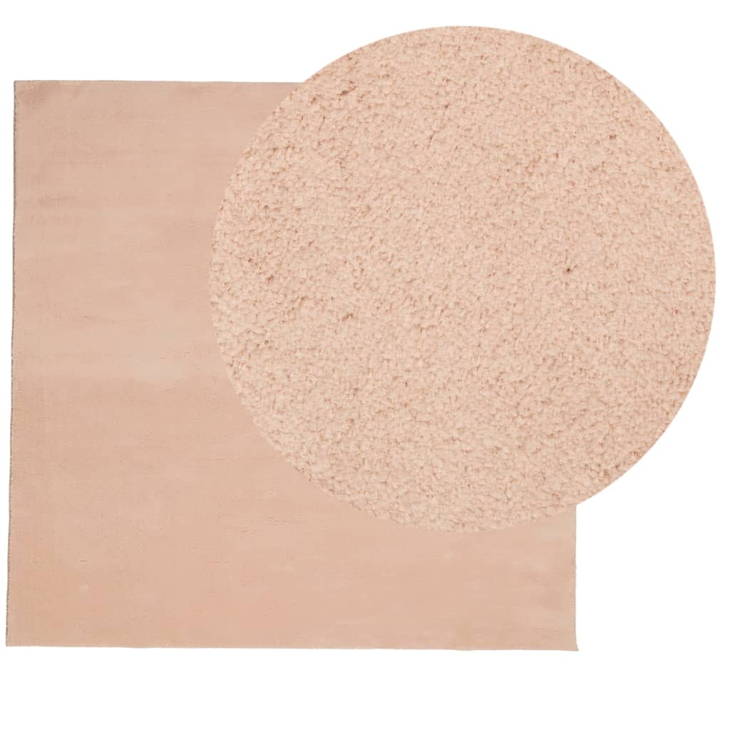 Vloerkleed HUARTE laagpolig zacht wasbaar 160x160 cm roze is nu te koop bij PeponiXL, paradijselijk wonen!