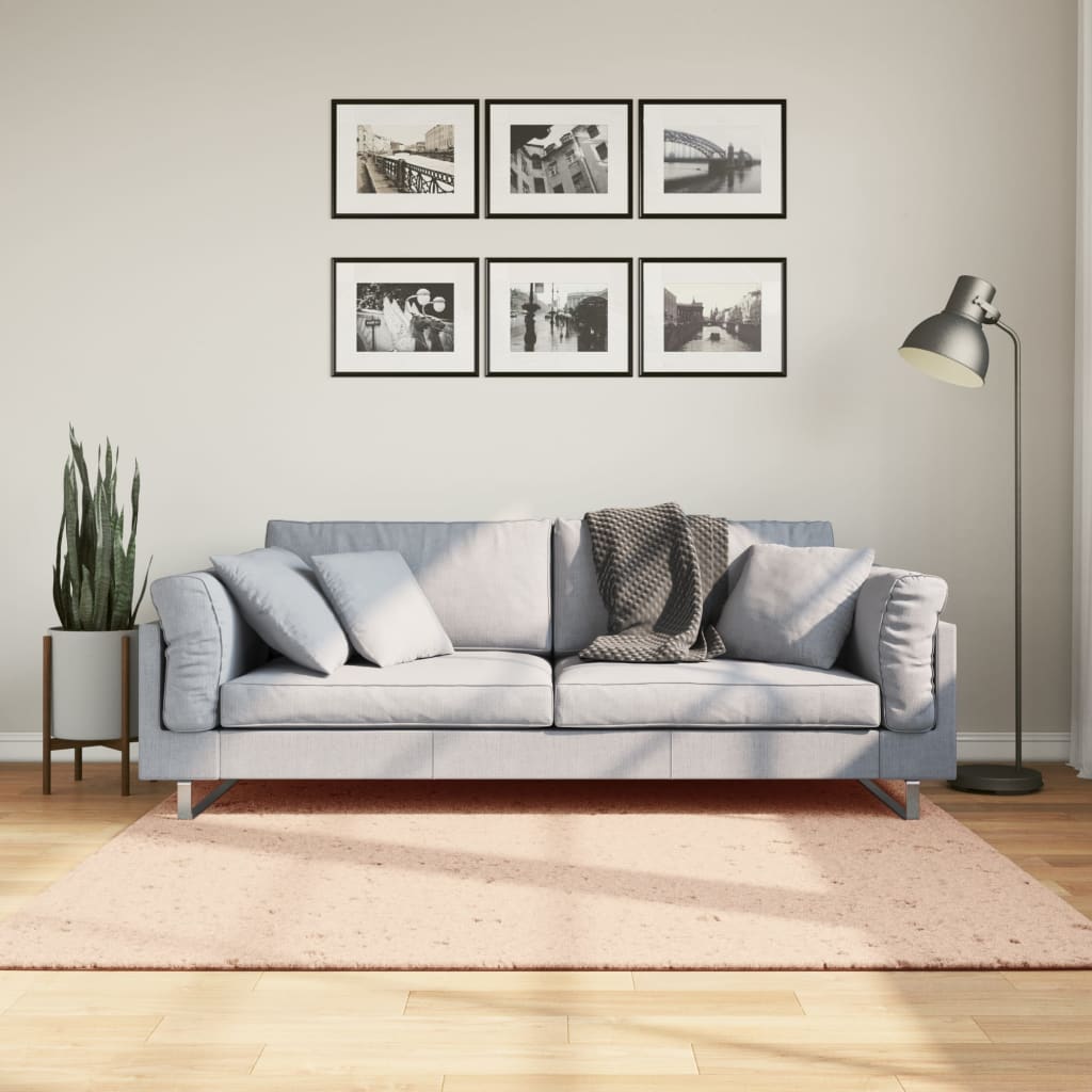 Vloerkleed HUARTE laagpolig zacht wasbaar 160x160 cm roze is nu te koop bij PeponiXL, paradijselijk wonen!