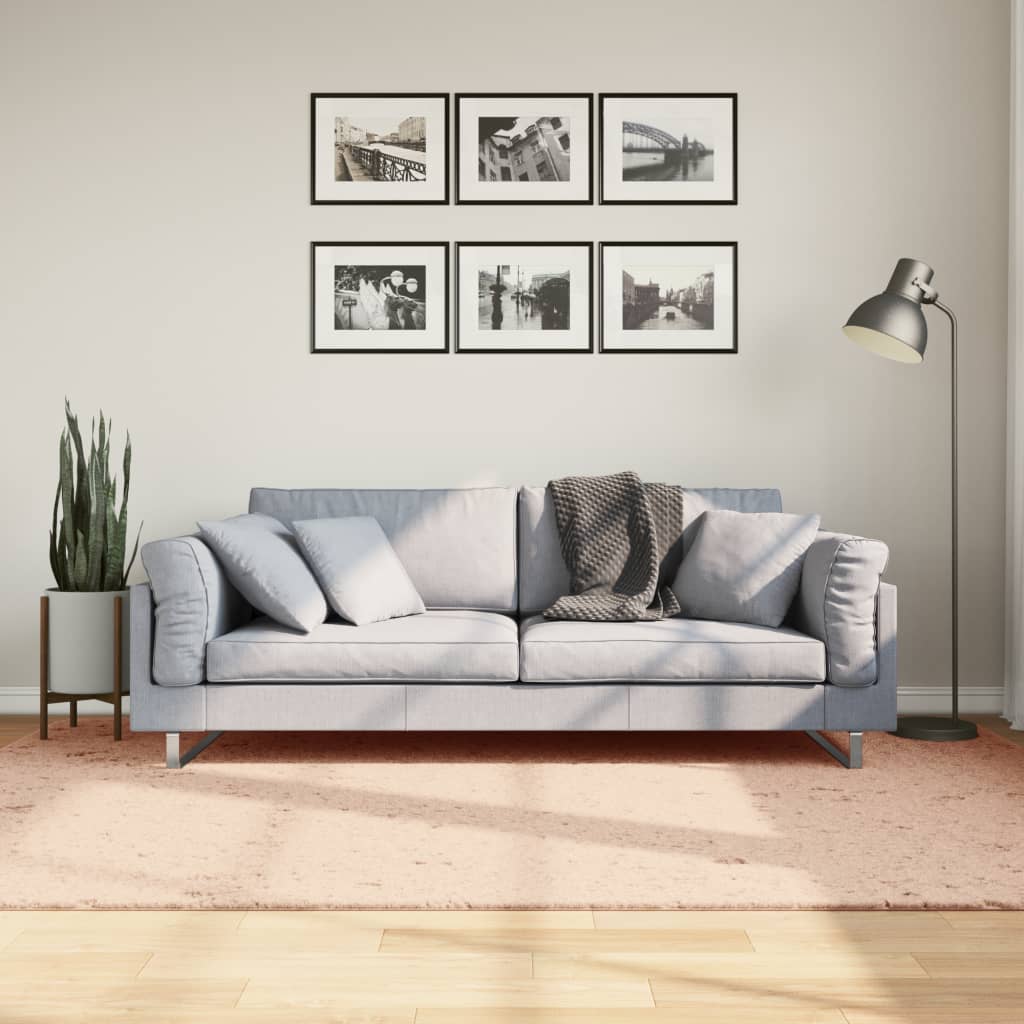 Vloerkleed HUARTE laagpolig zacht wasbaar 160x230 cm roze is nu te koop bij PeponiXL, paradijselijk wonen!