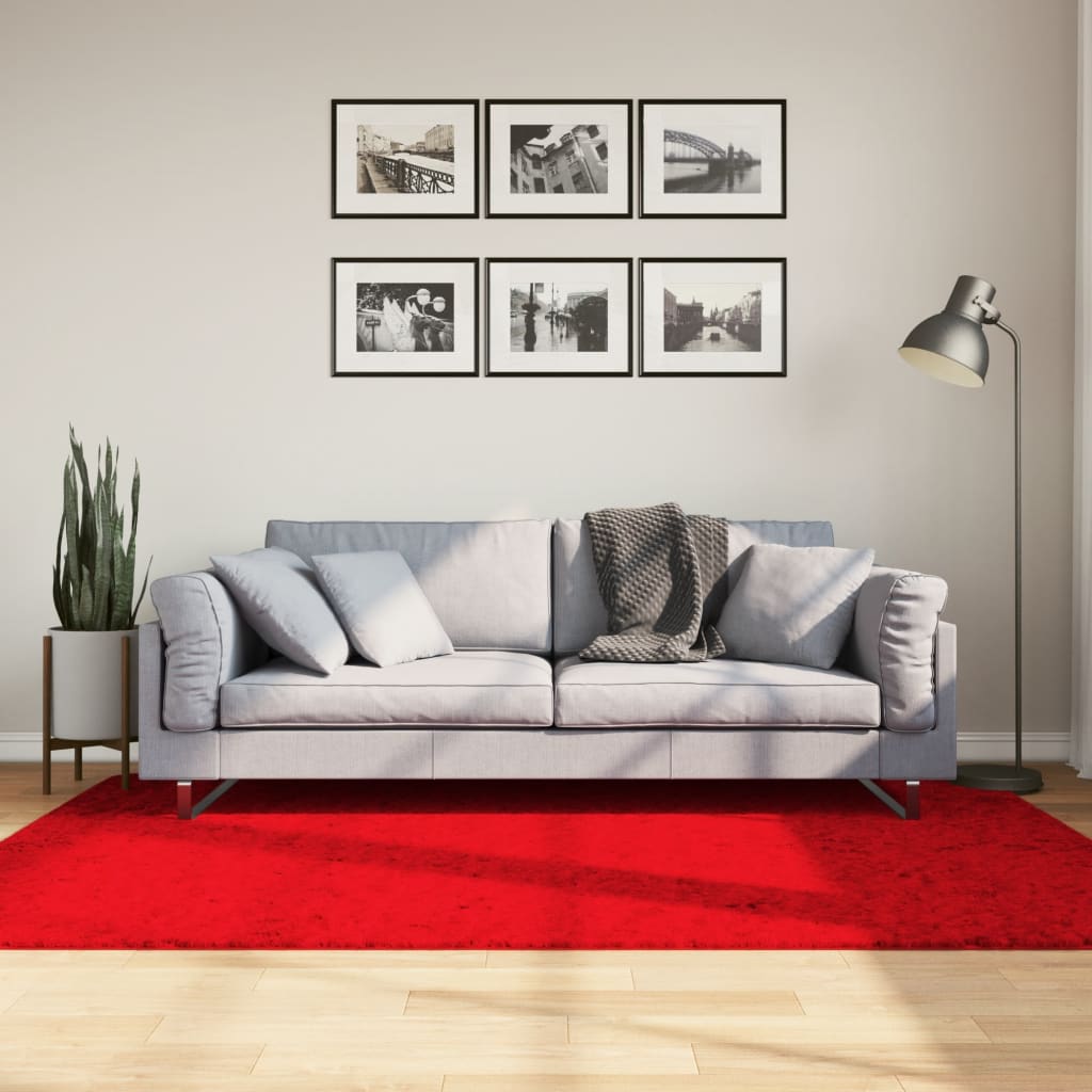 Vloerkleed HUARTE laagpolig zacht wasbaar 140x200 cm rood is nu te koop bij PeponiXL, paradijselijk wonen!