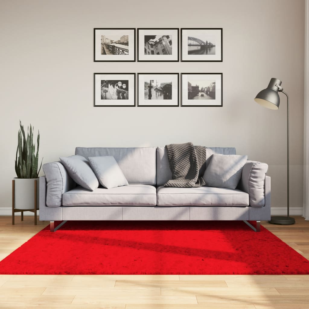 Vloerkleed HUARTE laagpolig zacht wasbaar 160x160 cm rood is nu te koop bij PeponiXL, paradijselijk wonen!