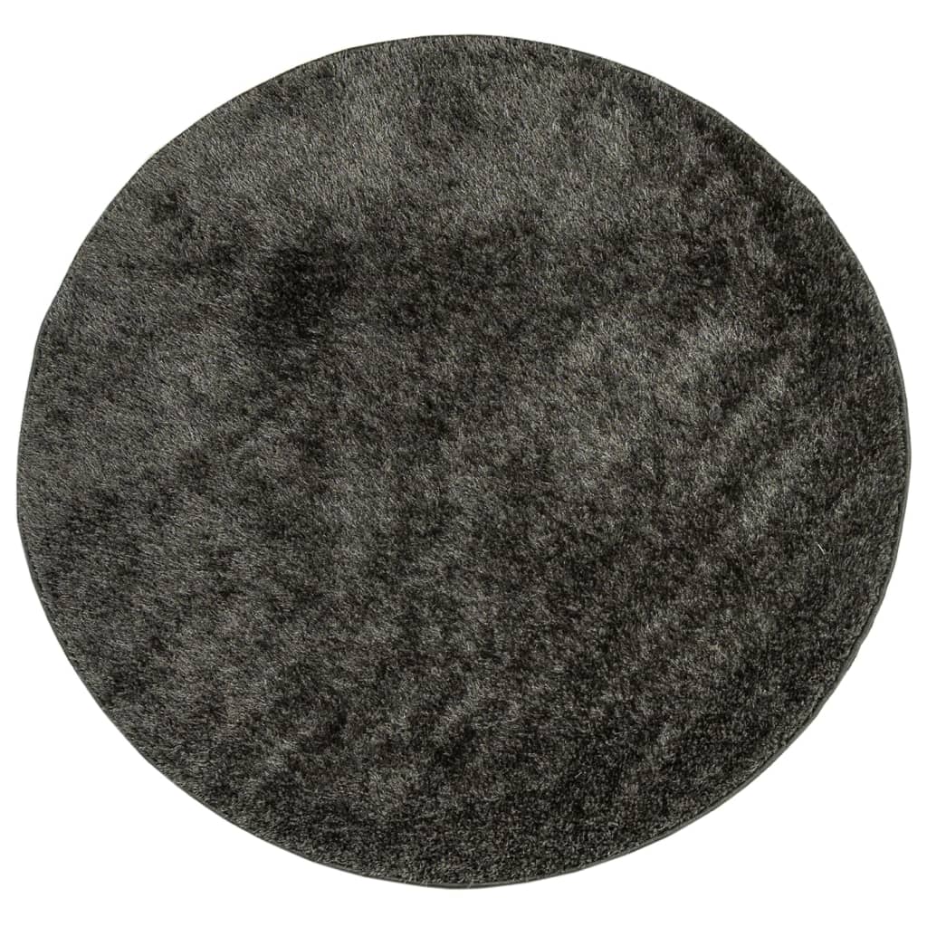 Vloerkleed ISTAN hoogpolig glanzend Ø 160 cm antracietkleurig is nu te koop bij PeponiXL, paradijselijk wonen!