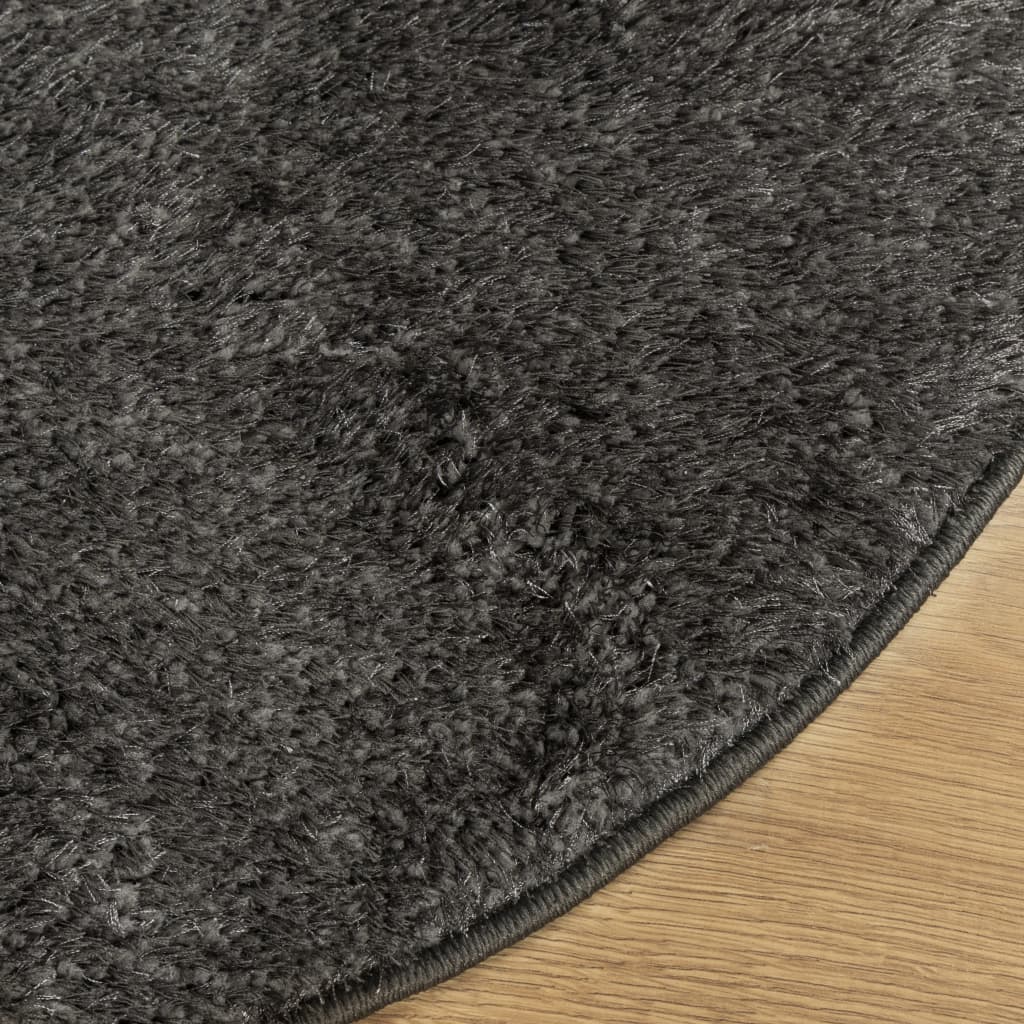 Vloerkleed ISTAN hoogpolig glanzend Ø 160 cm antracietkleurig is nu te koop bij PeponiXL, paradijselijk wonen!