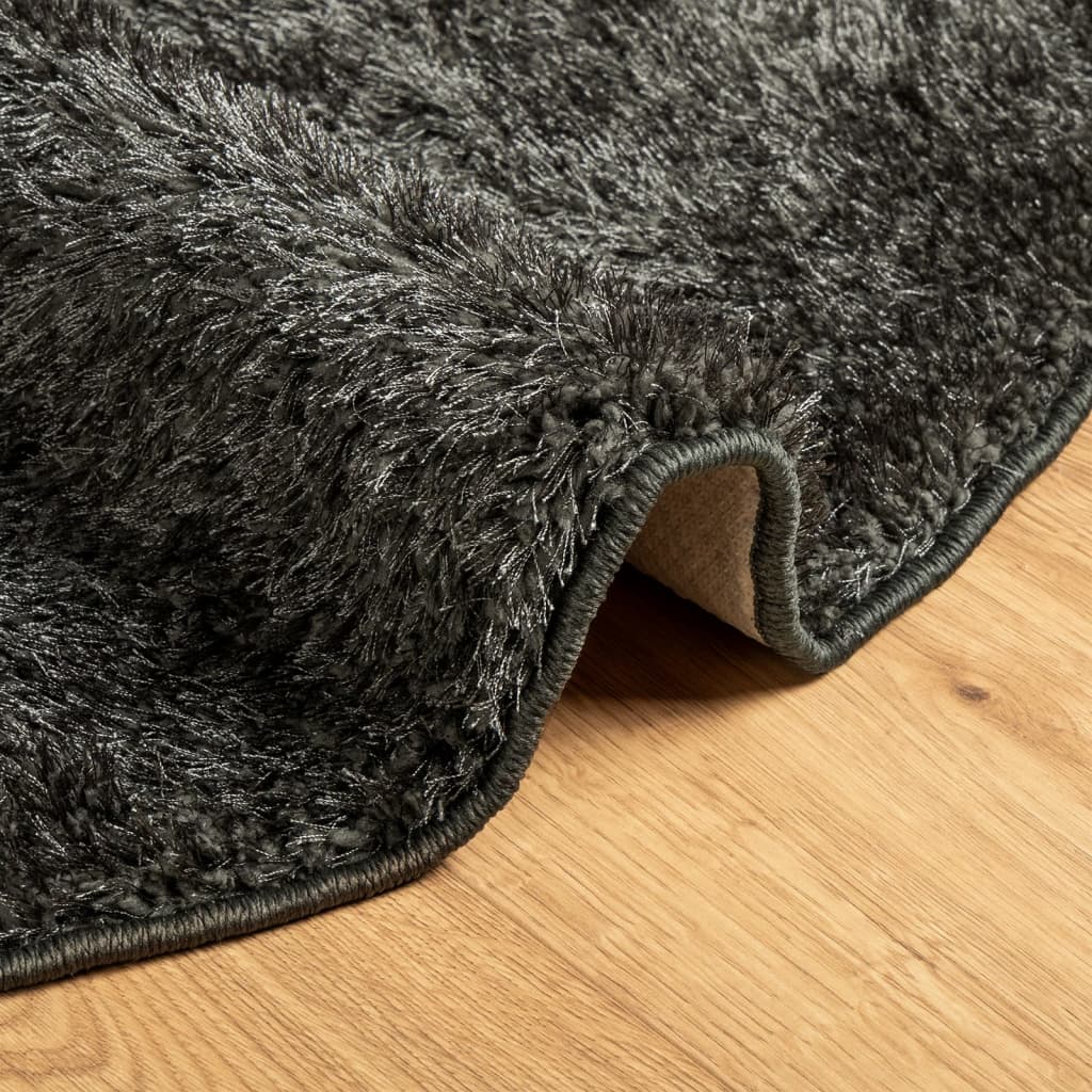 Vloerkleed ISTAN hoogpolig glanzend Ø 160 cm antracietkleurig is nu te koop bij PeponiXL, paradijselijk wonen!