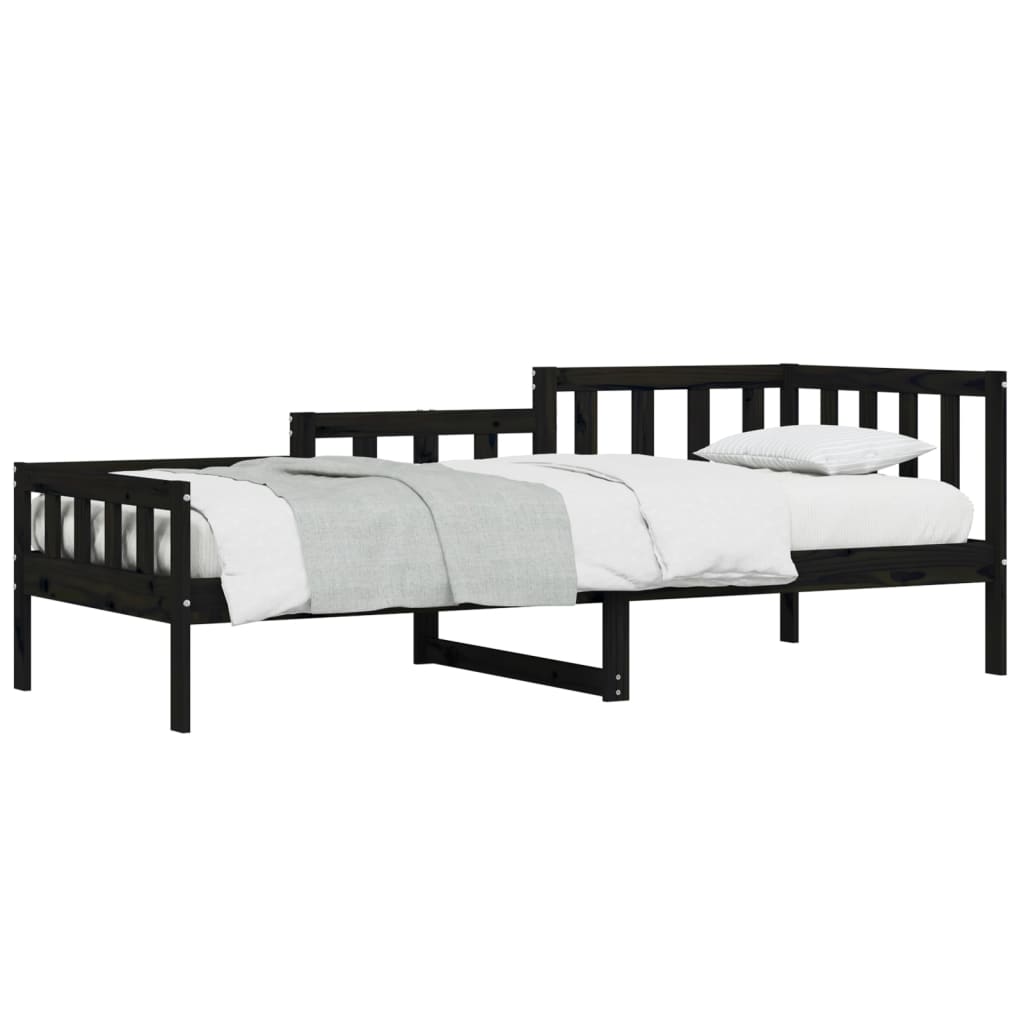 Slaapbank 80x200 cm massief grenenhout zwart is nu te koop bij PeponiXL, paradijselijk wonen!