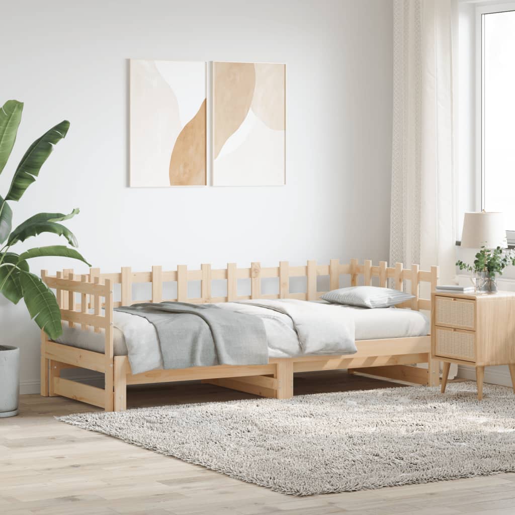 Slaapbank uitschuifbaar 2x(80x200) cm massief grenenhout is nu te koop bij PeponiXL, paradijselijk wonen!