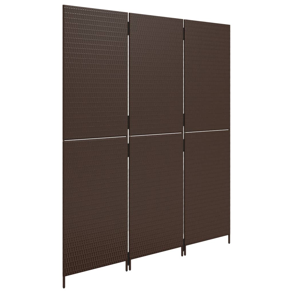 Kamerscherm 3 panelen poly rattan bruin is nu te koop bij PeponiXL, paradijselijk wonen!