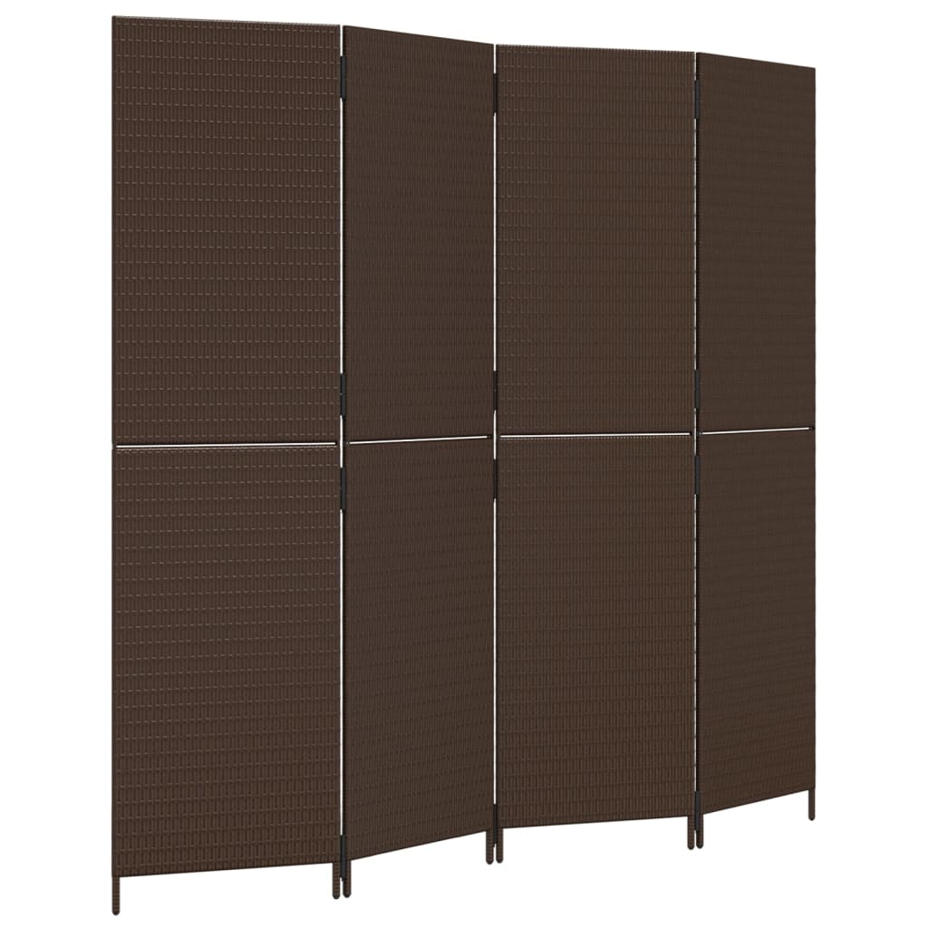 Kamerscherm 4 panelen poly rattan bruin is nu te koop bij PeponiXL, paradijselijk wonen!