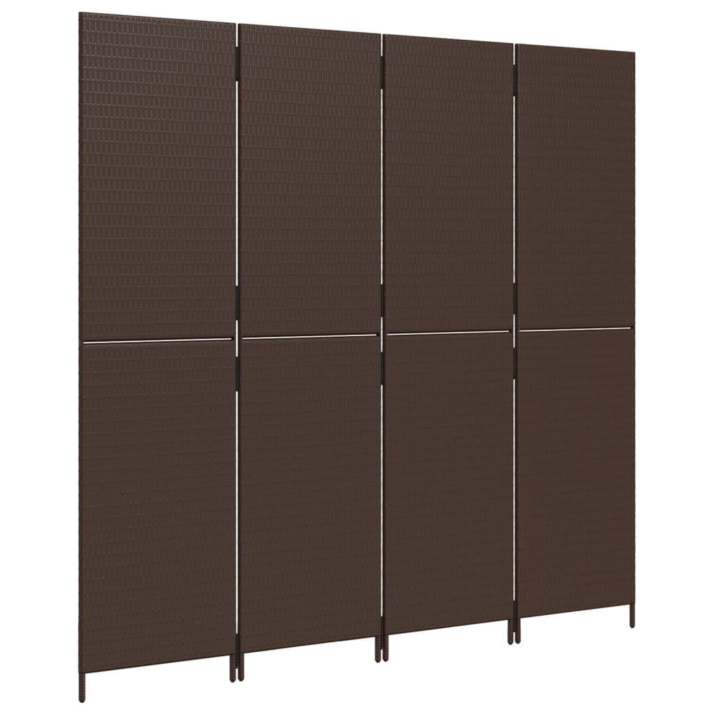 Kamerscherm 4 panelen poly rattan bruin is nu te koop bij PeponiXL, paradijselijk wonen!