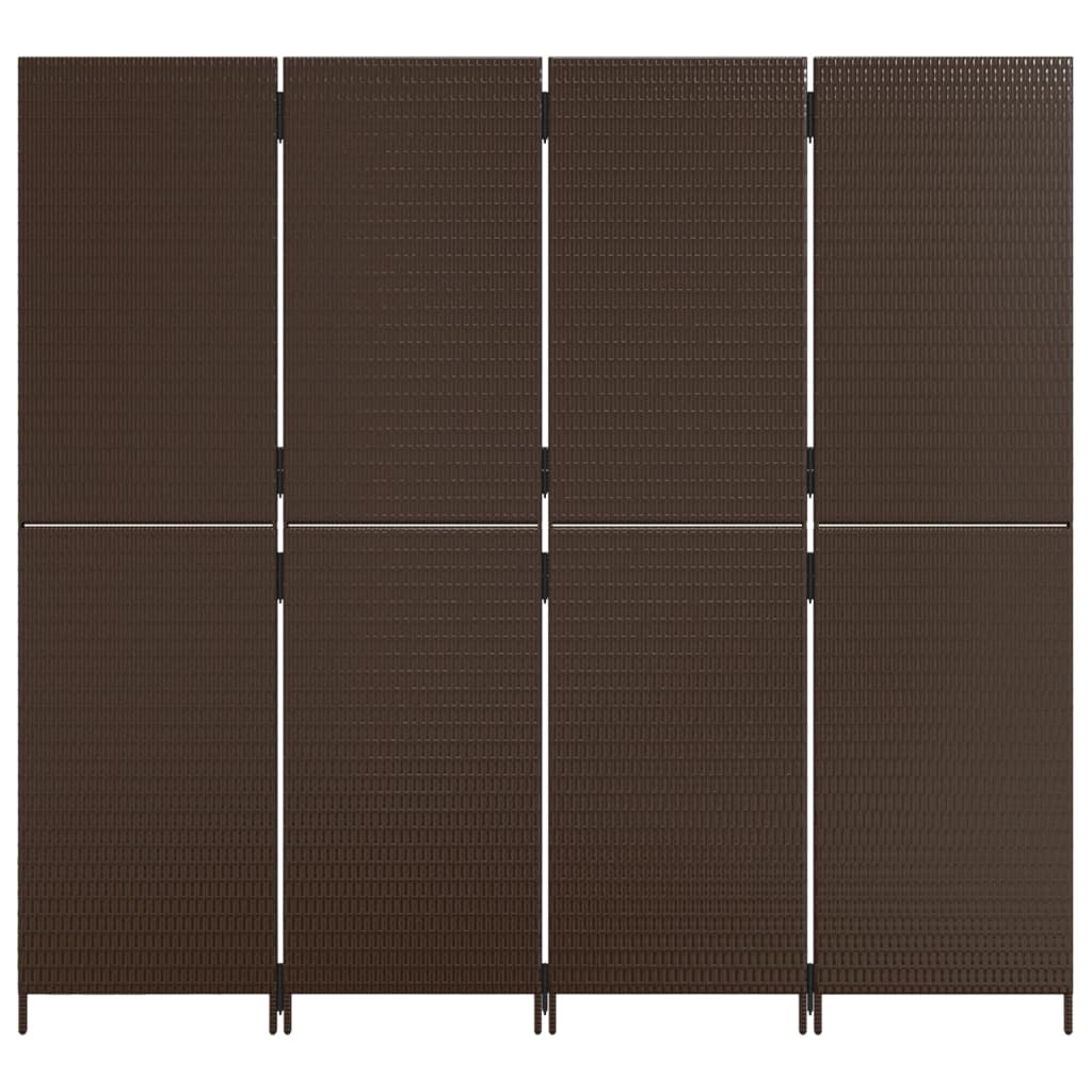 Kamerscherm 4 panelen poly rattan bruin is nu te koop bij PeponiXL, paradijselijk wonen!