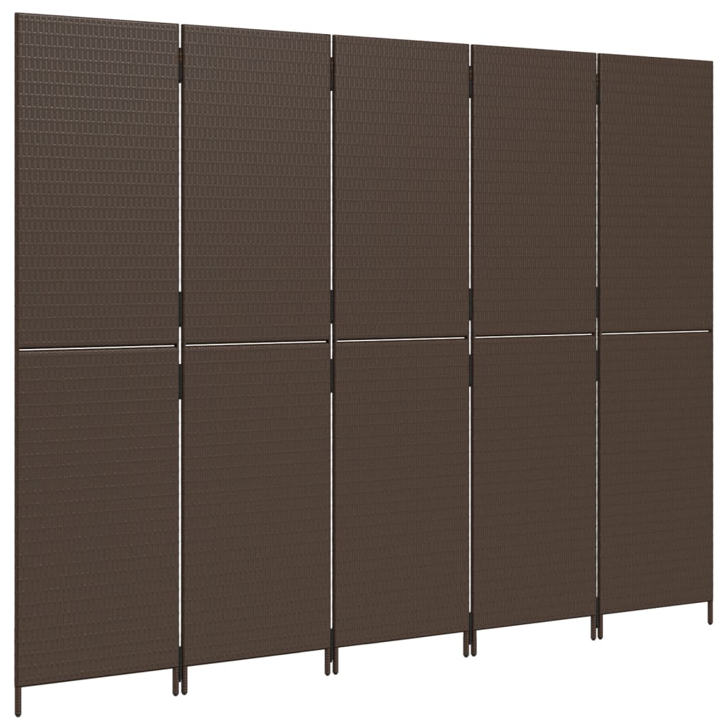 Kamerscherm 5 panelen poly rattan bruin is nu te koop bij PeponiXL, paradijselijk wonen!