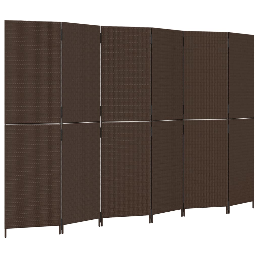 Kamerscherm 6 panelen poly rattan bruin is nu te koop bij PeponiXL, paradijselijk wonen!