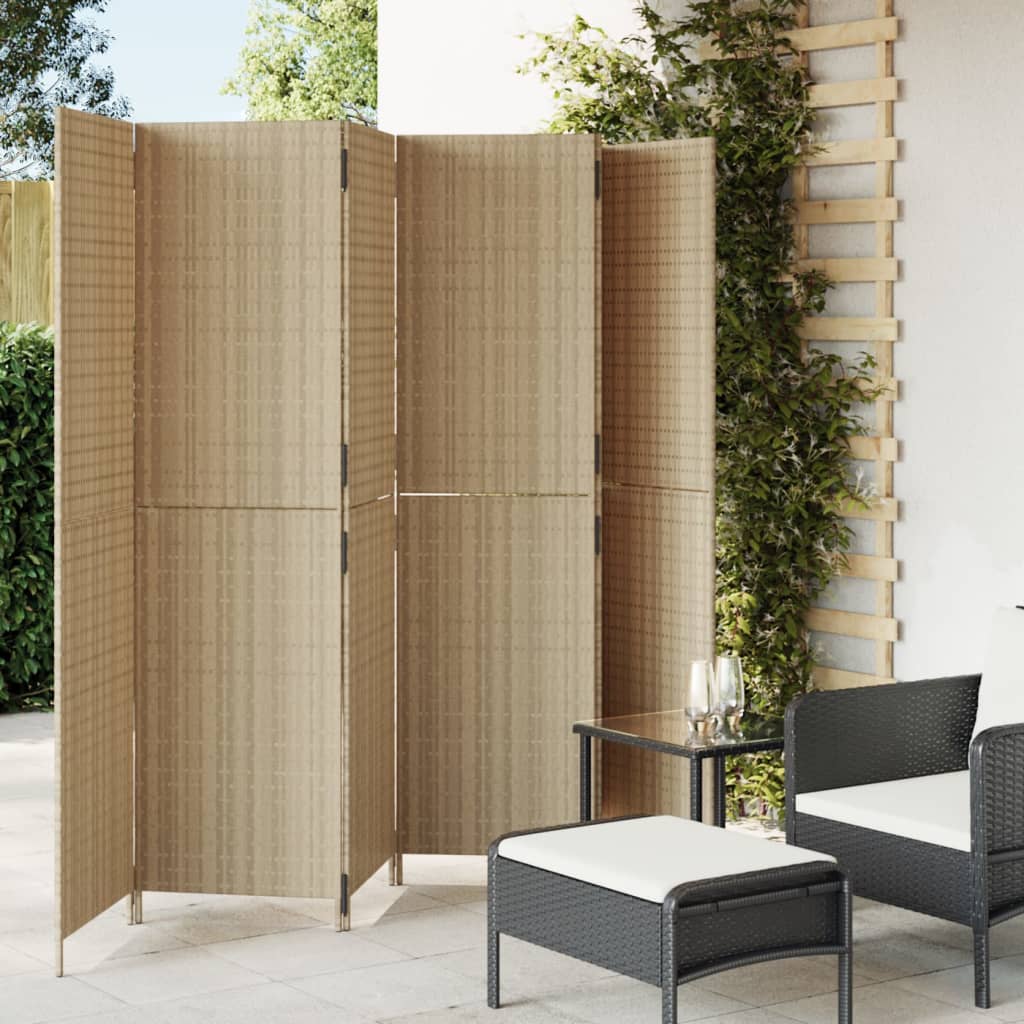 Kamerscherm 6 panelen poly rattan beige is nu te koop bij PeponiXL, paradijselijk wonen!