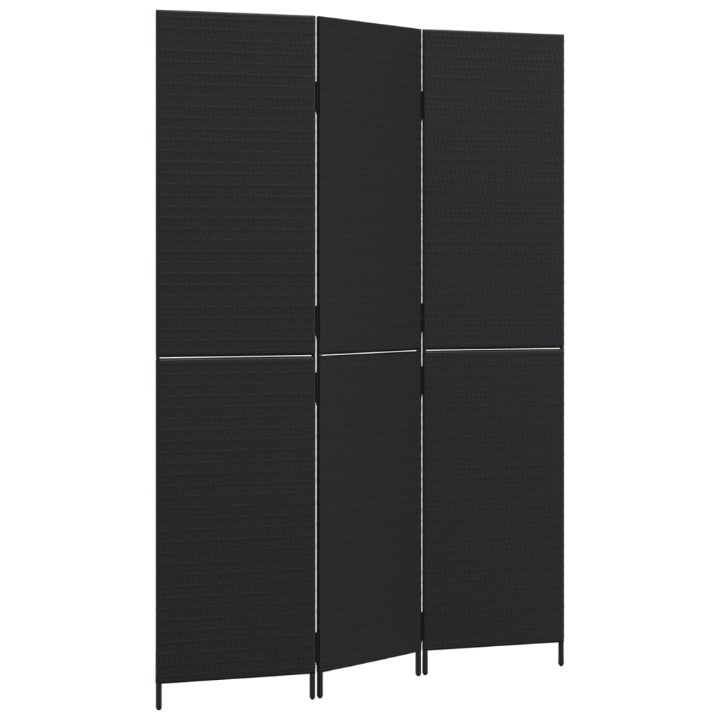 Kamerscherm 3 panelen poly rattan zwart is nu te koop bij PeponiXL, paradijselijk wonen!