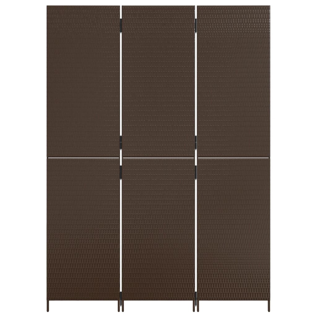 Kamerscherm 3 panelen poly rattan bruin is nu te koop bij PeponiXL, paradijselijk wonen!