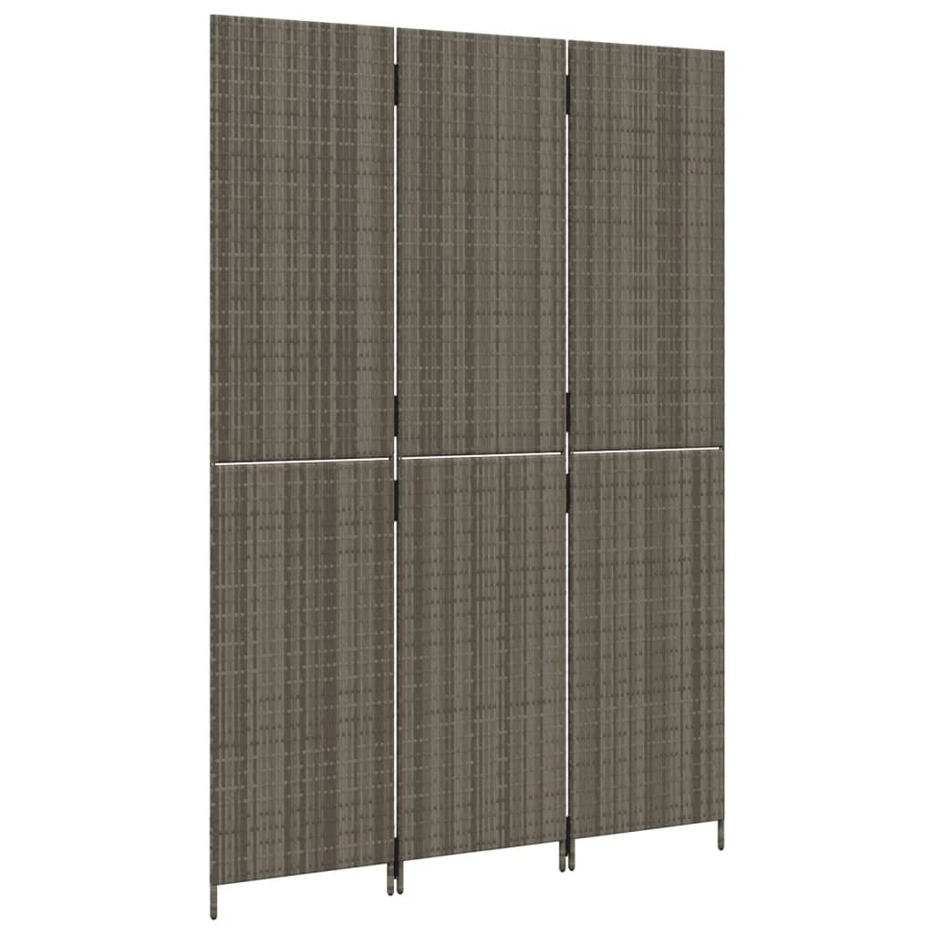 Kamerscherm 3 panelen poly rattan grijs is nu te koop bij PeponiXL, paradijselijk wonen!