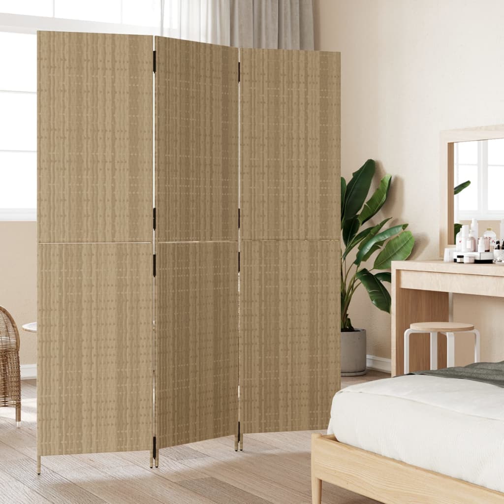 Kamerscherm 3 panelen poly rattan beige is nu te koop bij PeponiXL, paradijselijk wonen!