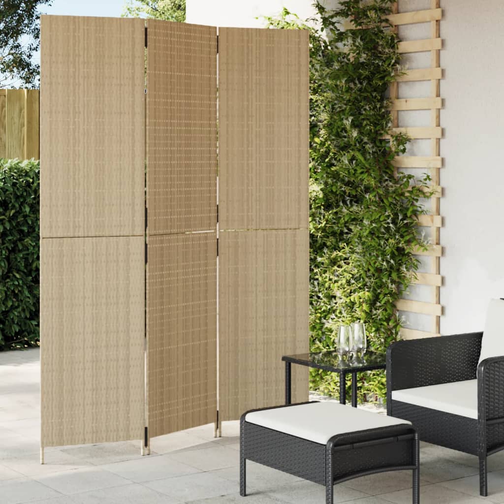 Kamerscherm 3 panelen poly rattan beige is nu te koop bij PeponiXL, paradijselijk wonen!