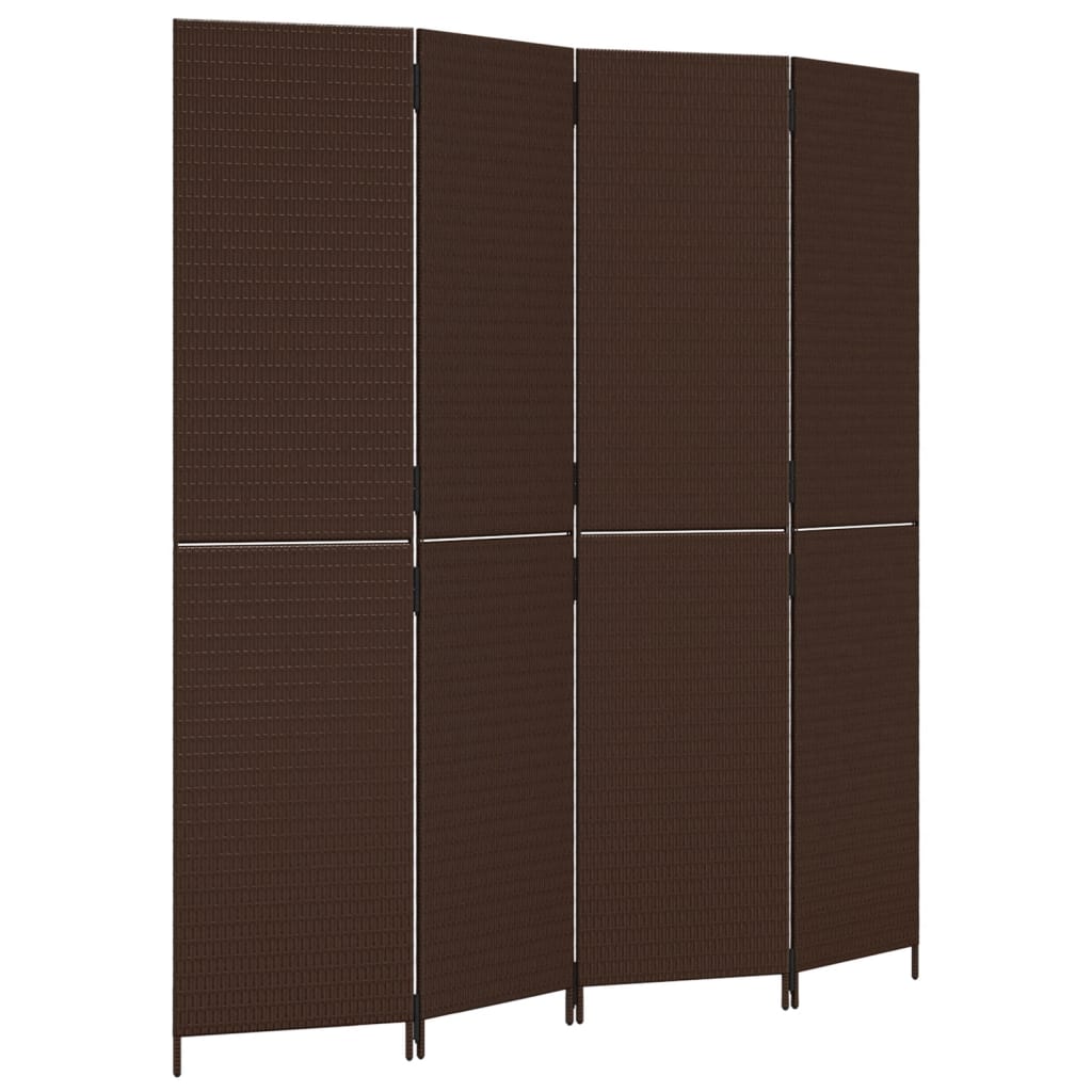 Kamerscherm 4 panelen poly rattan bruin is nu te koop bij PeponiXL, paradijselijk wonen!