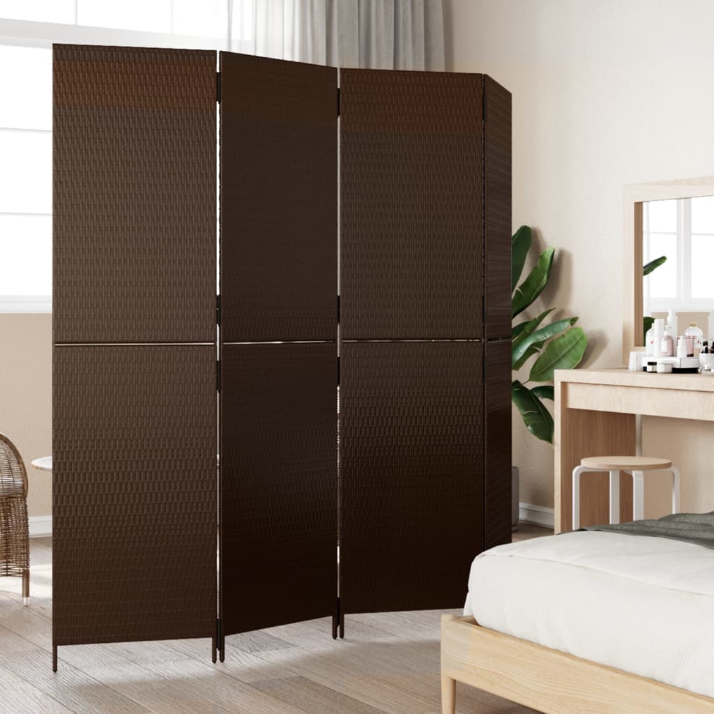 Kamerscherm 4 panelen poly rattan bruin is nu te koop bij PeponiXL, paradijselijk wonen!