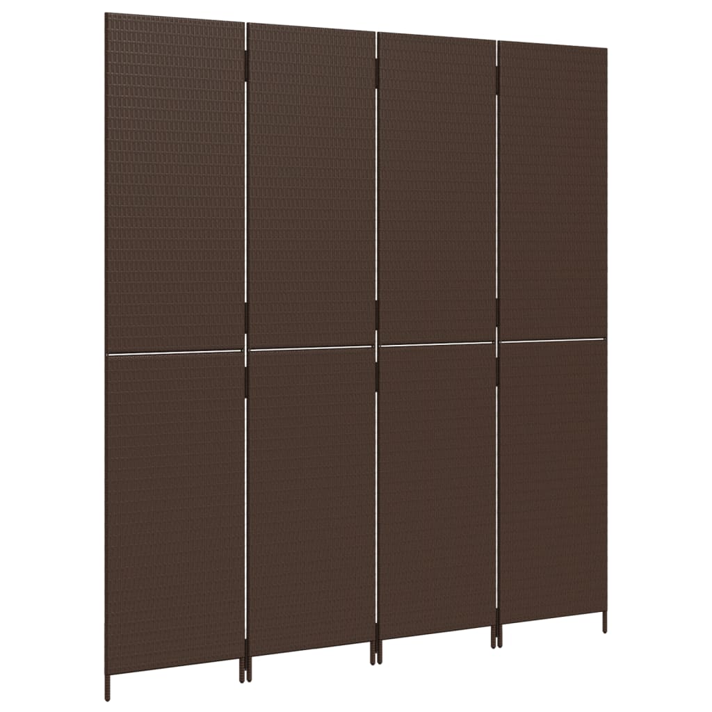 Kamerscherm 4 panelen poly rattan bruin is nu te koop bij PeponiXL, paradijselijk wonen!