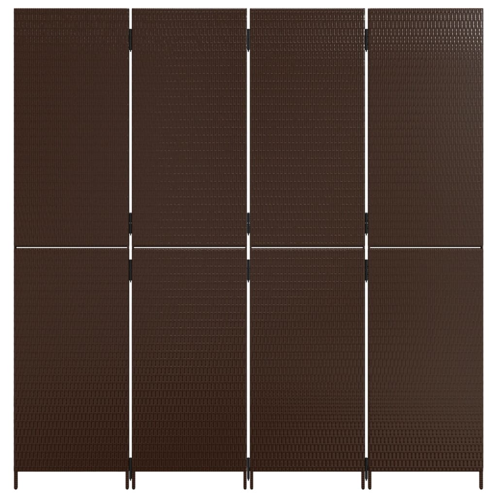 Kamerscherm 4 panelen poly rattan bruin is nu te koop bij PeponiXL, paradijselijk wonen!