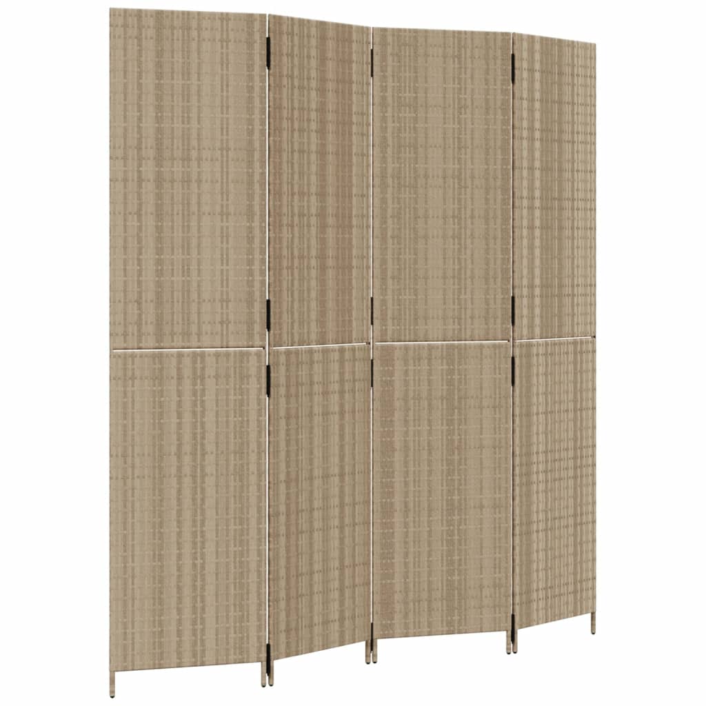 Kamerscherm 4 panelen poly rattan beige is nu te koop bij PeponiXL, paradijselijk wonen!