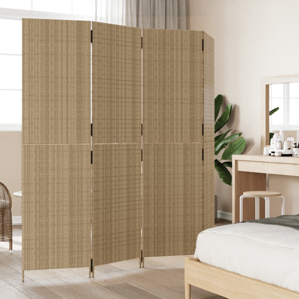 Kamerscherm 4 panelen poly rattan beige is nu te koop bij PeponiXL, paradijselijk wonen!