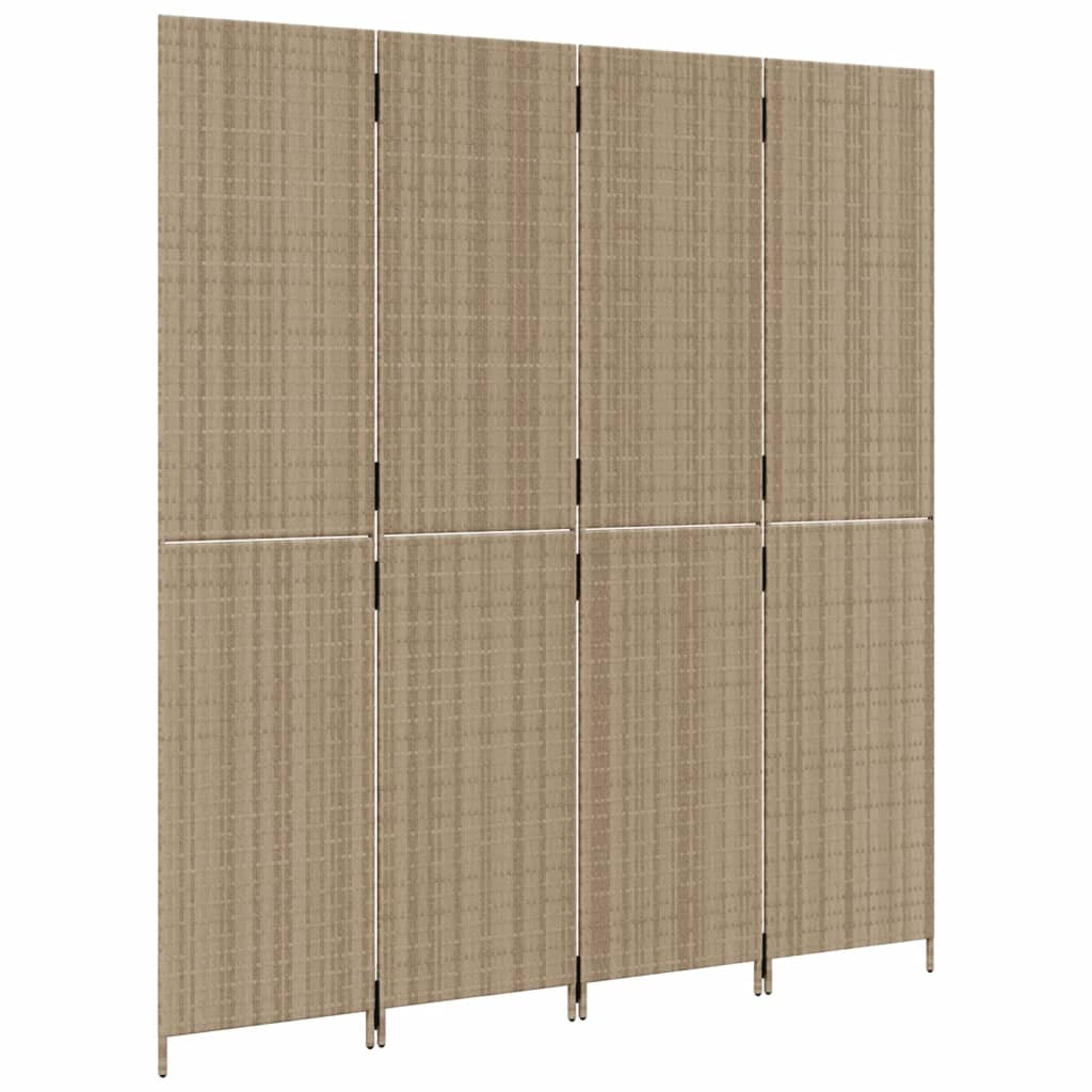 Kamerscherm 4 panelen poly rattan beige is nu te koop bij PeponiXL, paradijselijk wonen!