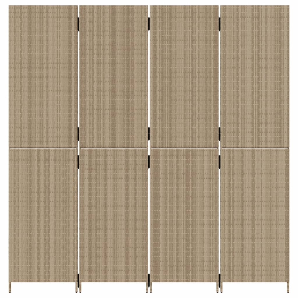 Kamerscherm 4 panelen poly rattan beige is nu te koop bij PeponiXL, paradijselijk wonen!