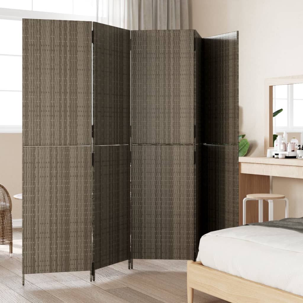 Kamerscherm 5 panelen poly rattan grijs is nu te koop bij PeponiXL, paradijselijk wonen!