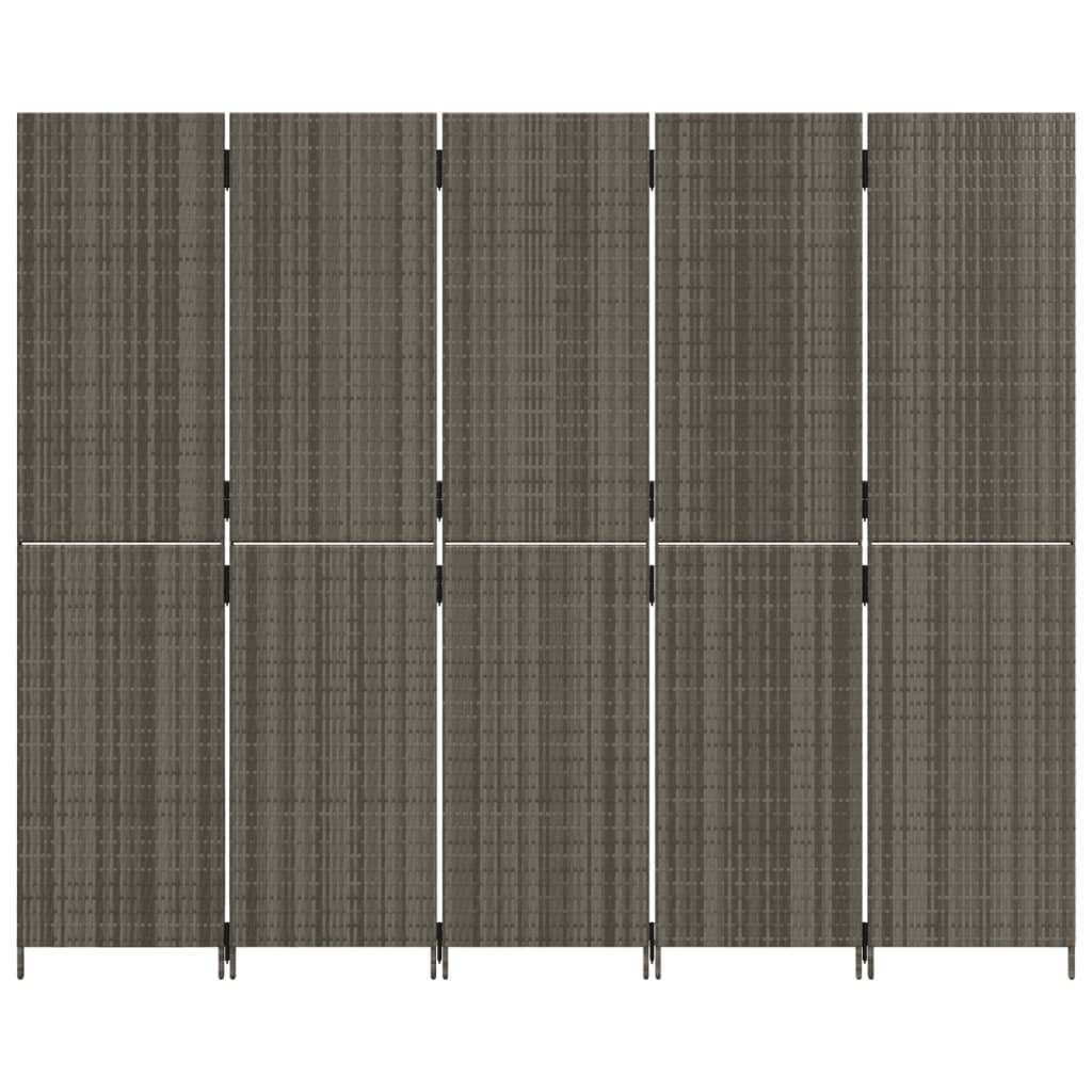 Kamerscherm 5 panelen poly rattan grijs is nu te koop bij PeponiXL, paradijselijk wonen!