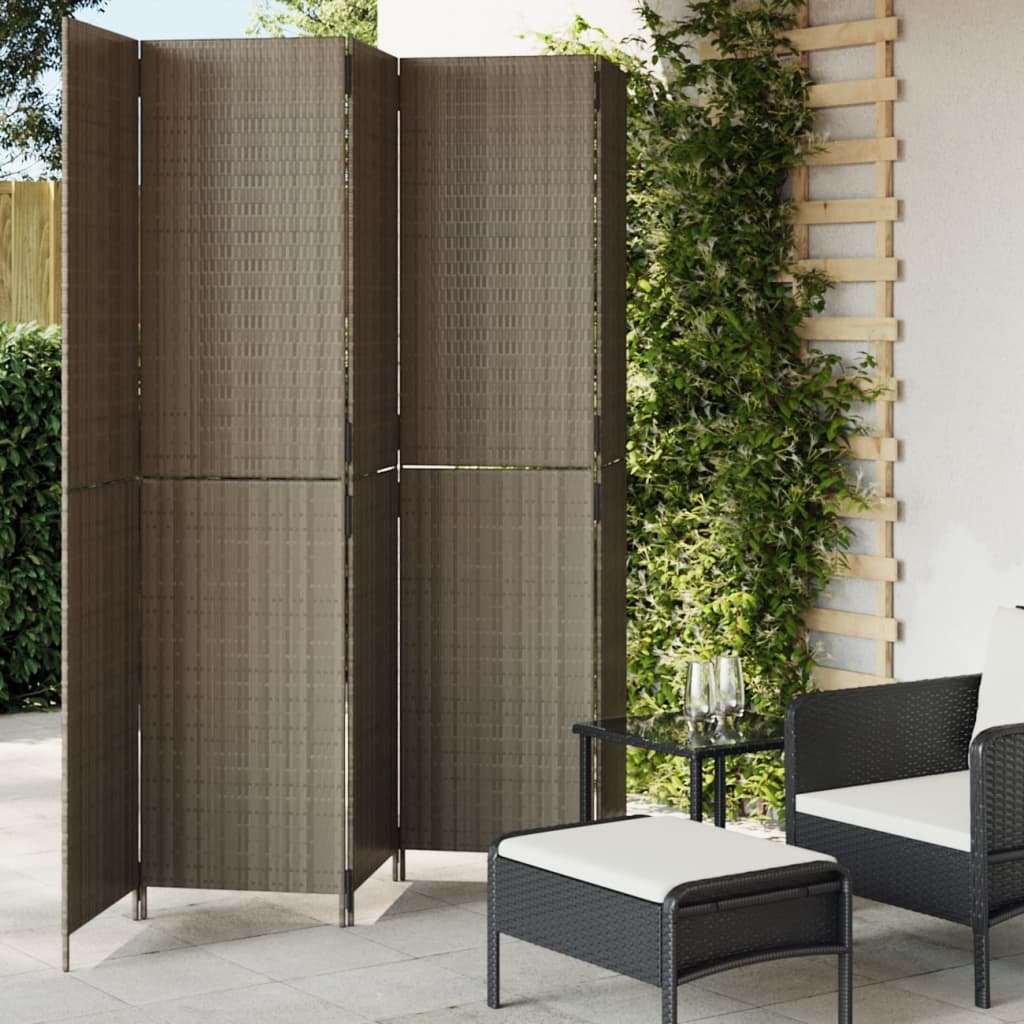 Kamerscherm 5 panelen poly rattan grijs is nu te koop bij PeponiXL, paradijselijk wonen!