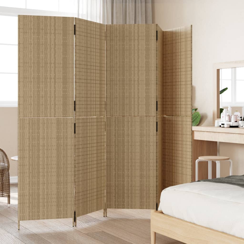 Kamerscherm 5 panelen poly rattan beige is nu te koop bij PeponiXL, paradijselijk wonen!