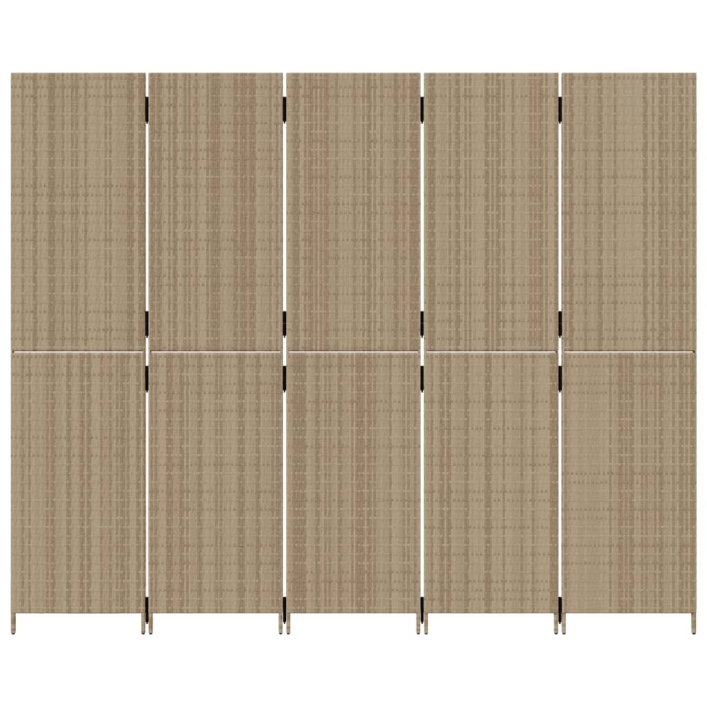 Kamerscherm 5 panelen poly rattan beige is nu te koop bij PeponiXL, paradijselijk wonen!