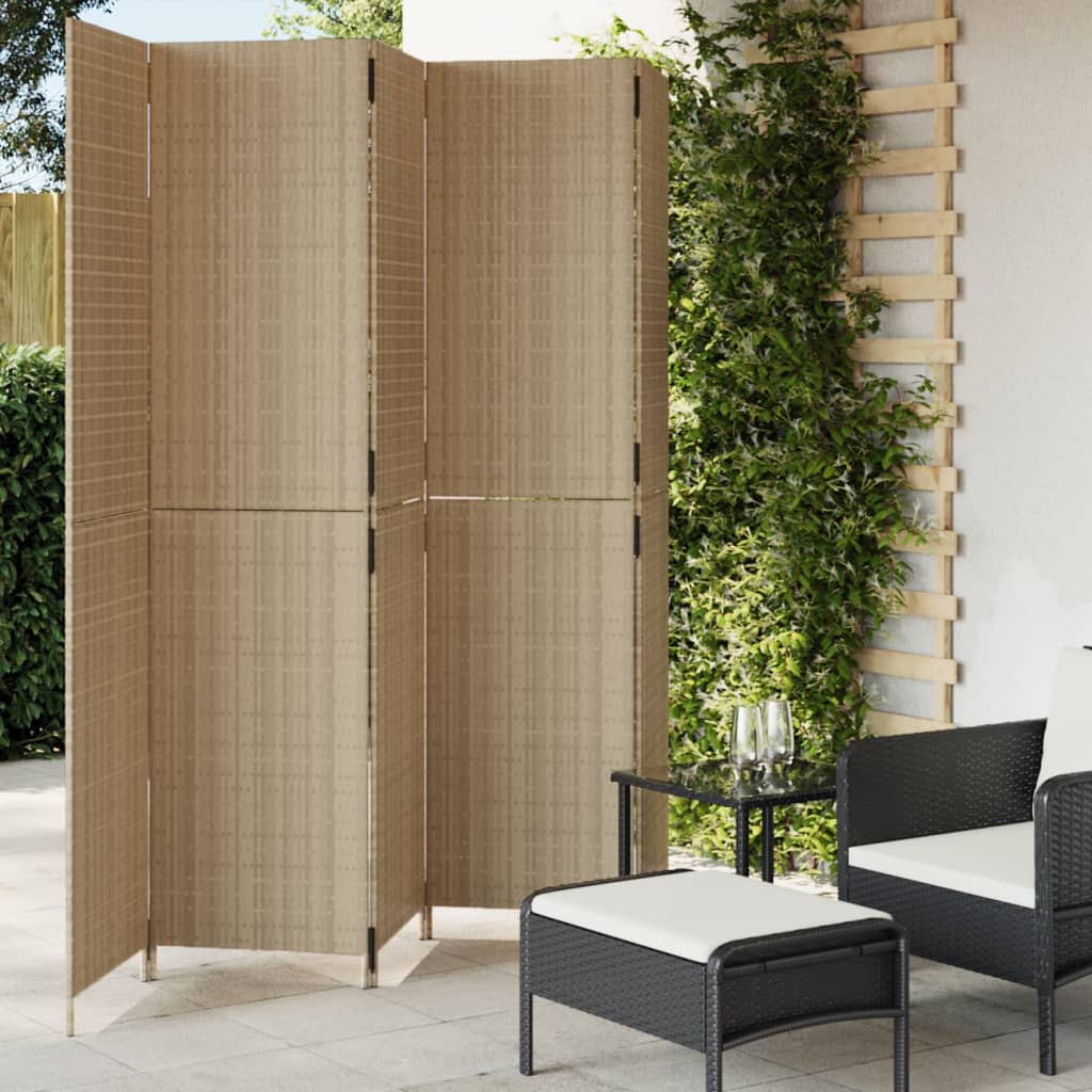 Kamerscherm 5 panelen poly rattan beige is nu te koop bij PeponiXL, paradijselijk wonen!