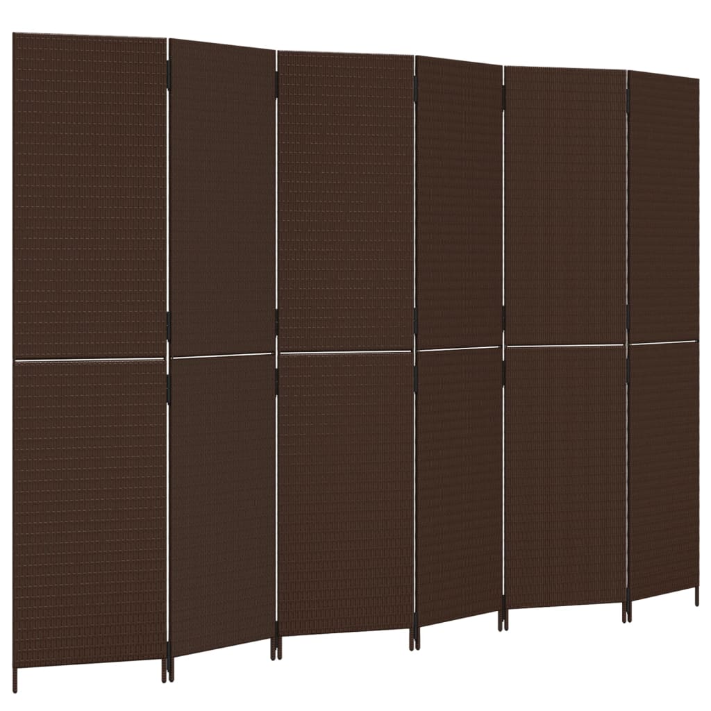 Kamerscherm 6 panelen poly rattan bruin is nu te koop bij PeponiXL, paradijselijk wonen!