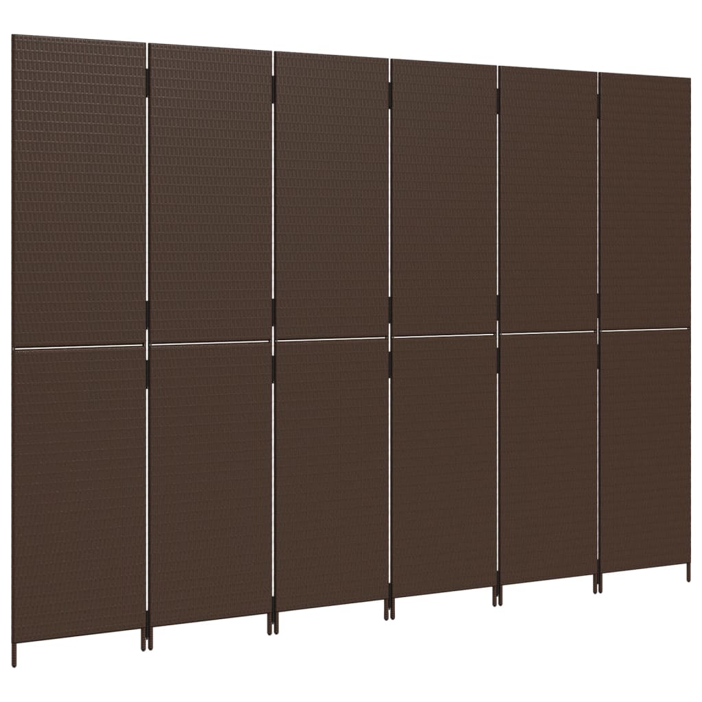 Kamerscherm 6 panelen poly rattan bruin is nu te koop bij PeponiXL, paradijselijk wonen!