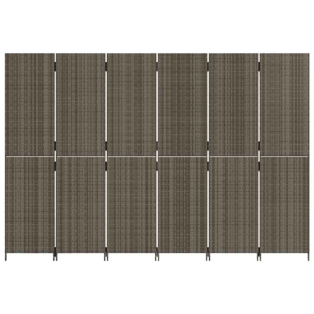 Kamerscherm 6 panelen poly rattan grijs is nu te koop bij PeponiXL, paradijselijk wonen!