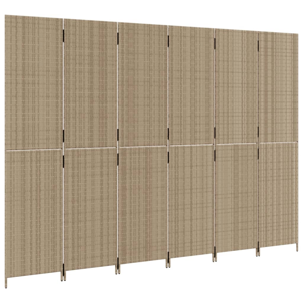 Kamerscherm 6 panelen poly rattan beige is nu te koop bij PeponiXL, paradijselijk wonen!