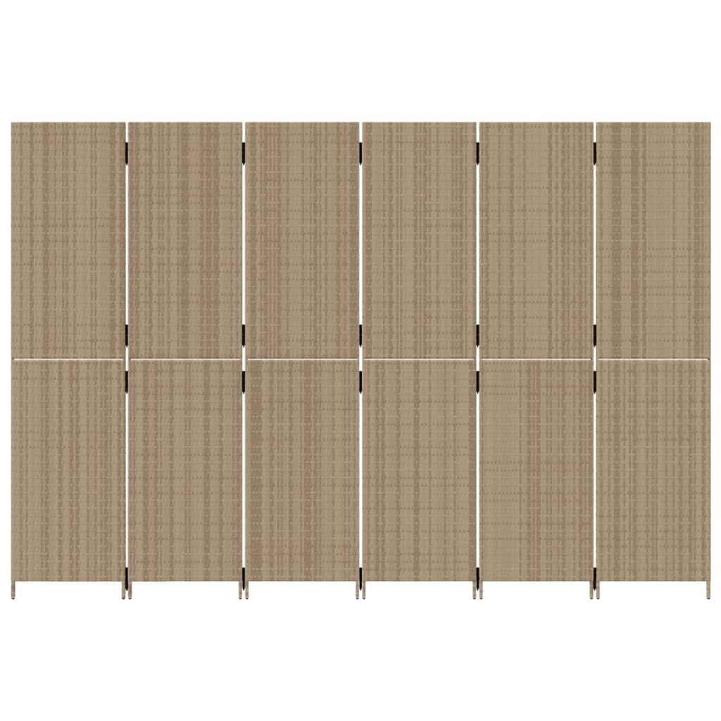 Kamerscherm 6 panelen poly rattan beige is nu te koop bij PeponiXL, paradijselijk wonen!