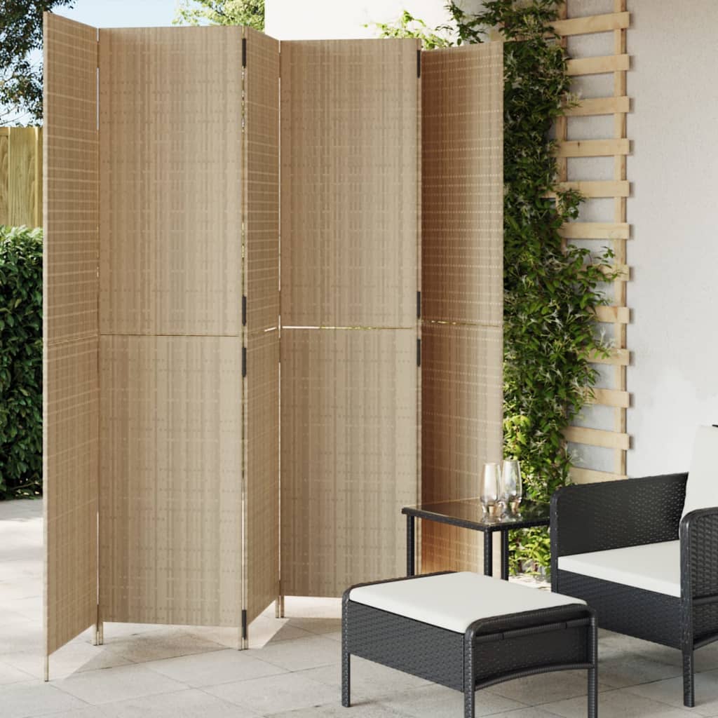 Kamerscherm 6 panelen poly rattan beige is nu te koop bij PeponiXL, paradijselijk wonen!