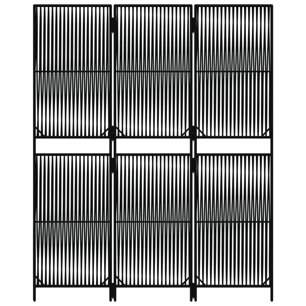 Kamerscherm 3 panelen poly rattan zwart is nu te koop bij PeponiXL, paradijselijk wonen!