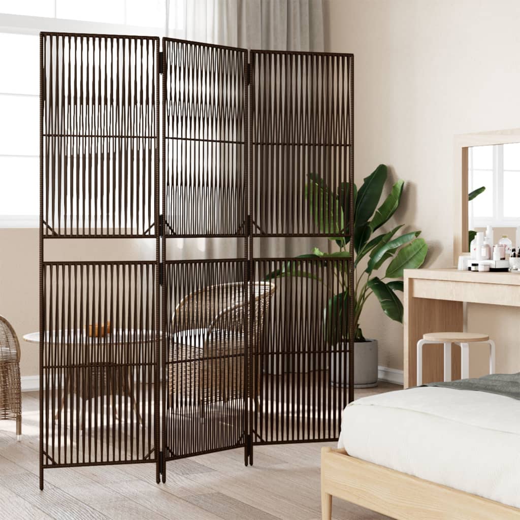 Kamerscherm 3 panelen poly rattan bruin is nu te koop bij PeponiXL, paradijselijk wonen!