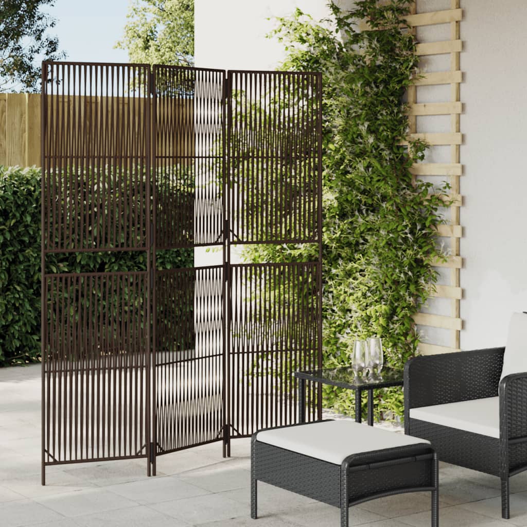 Kamerscherm 3 panelen poly rattan bruin is nu te koop bij PeponiXL, paradijselijk wonen!