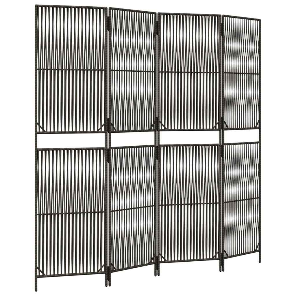 Kamerscherm 4 panelen poly rattan grijs is nu te koop bij PeponiXL, paradijselijk wonen!