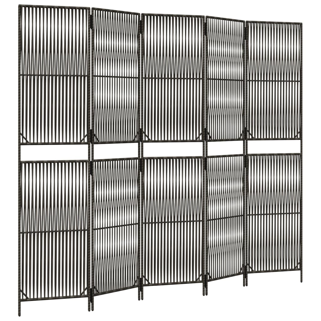 Kamerscherm 5 panelen poly rattan grijs is nu te koop bij PeponiXL, paradijselijk wonen!