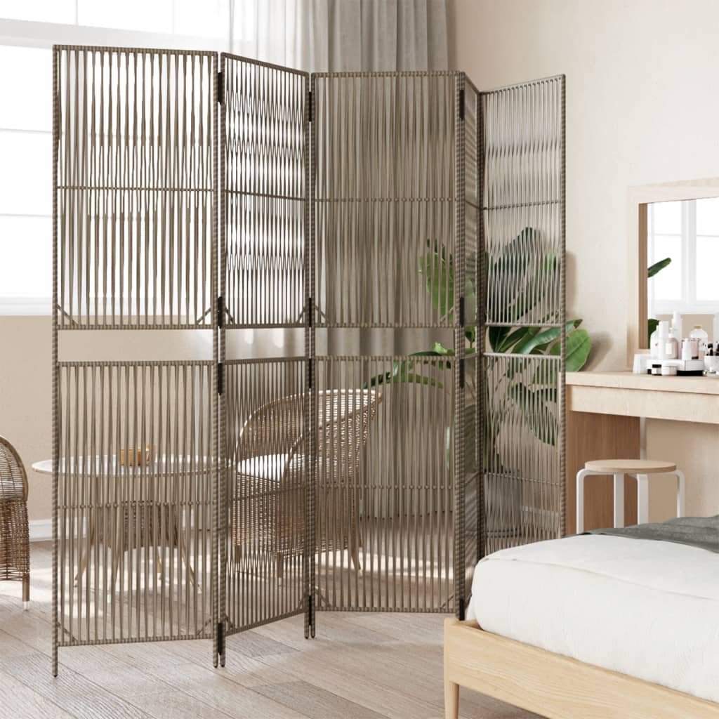Kamerscherm 5 panelen poly rattan grijs is nu te koop bij PeponiXL, paradijselijk wonen!