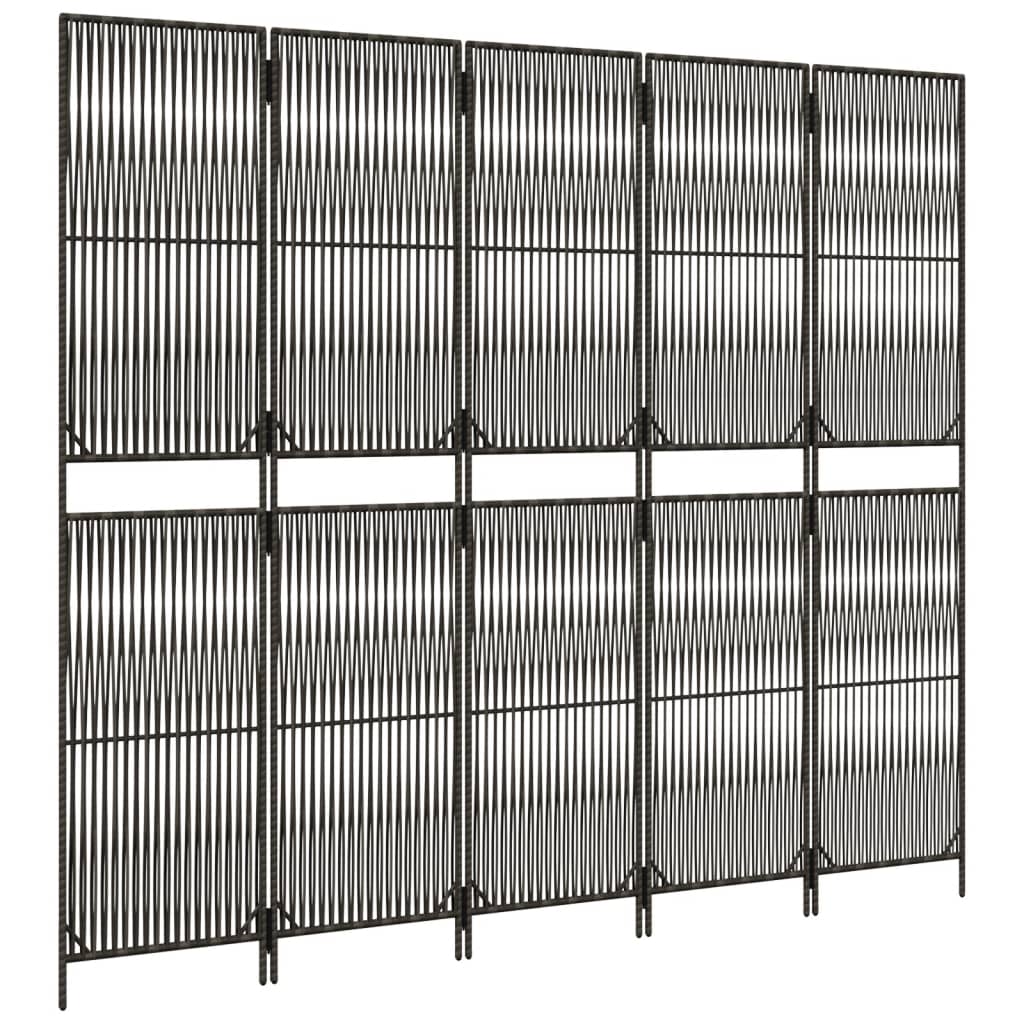 Kamerscherm 5 panelen poly rattan grijs is nu te koop bij PeponiXL, paradijselijk wonen!